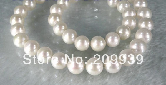 

huij 003302 GENUINE 9.5-10mm 18" AAA+ ROUND WHITE SOUTH SEA PEARL NECKLACE 925 EASR CLASP