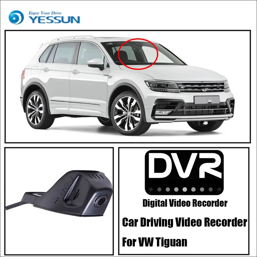 YESSUN для Volkswagen Tiguan для iPhone, приложение для Android, функция управления, автомобильная Передняя камера, видеорегистратор, видеорегистратор для вождения