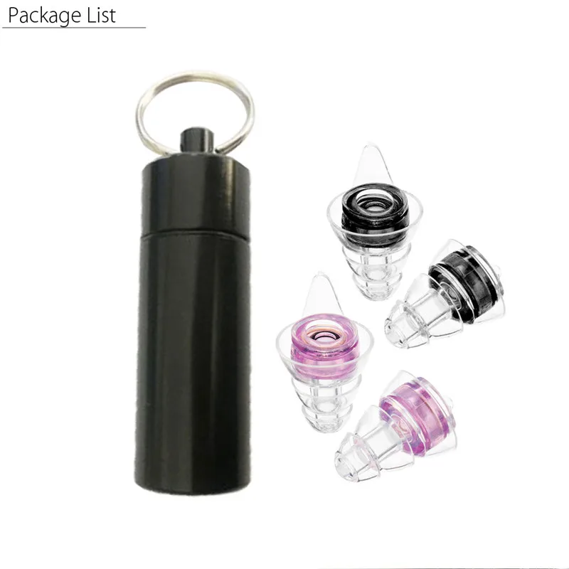 

2 Pair Silicone Earplug Filter Ear Plug Noise Reduction Cancelling Musician Hearing Protection Earbud + Case For Sleep Drummer