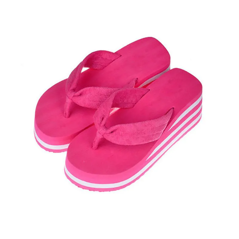 VOGELLIA/Босоножки на платформе; женская обувь на высоком каблуке; Chanclas Chinelo; летние модные полосатые шлепанцы; Вьетнамки; Цвет Черный; Pantufa - Цвет: Розово-красный