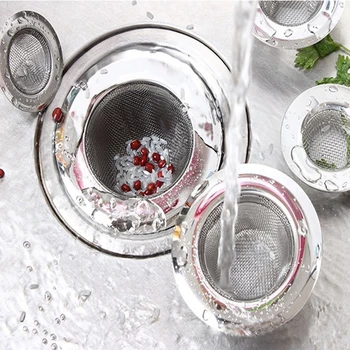 

5 pcs Fashion Stainless Steel Mesh Kitchen Appliances Sewer Convenient Filter Barbed Wire Colander Sink Drainer