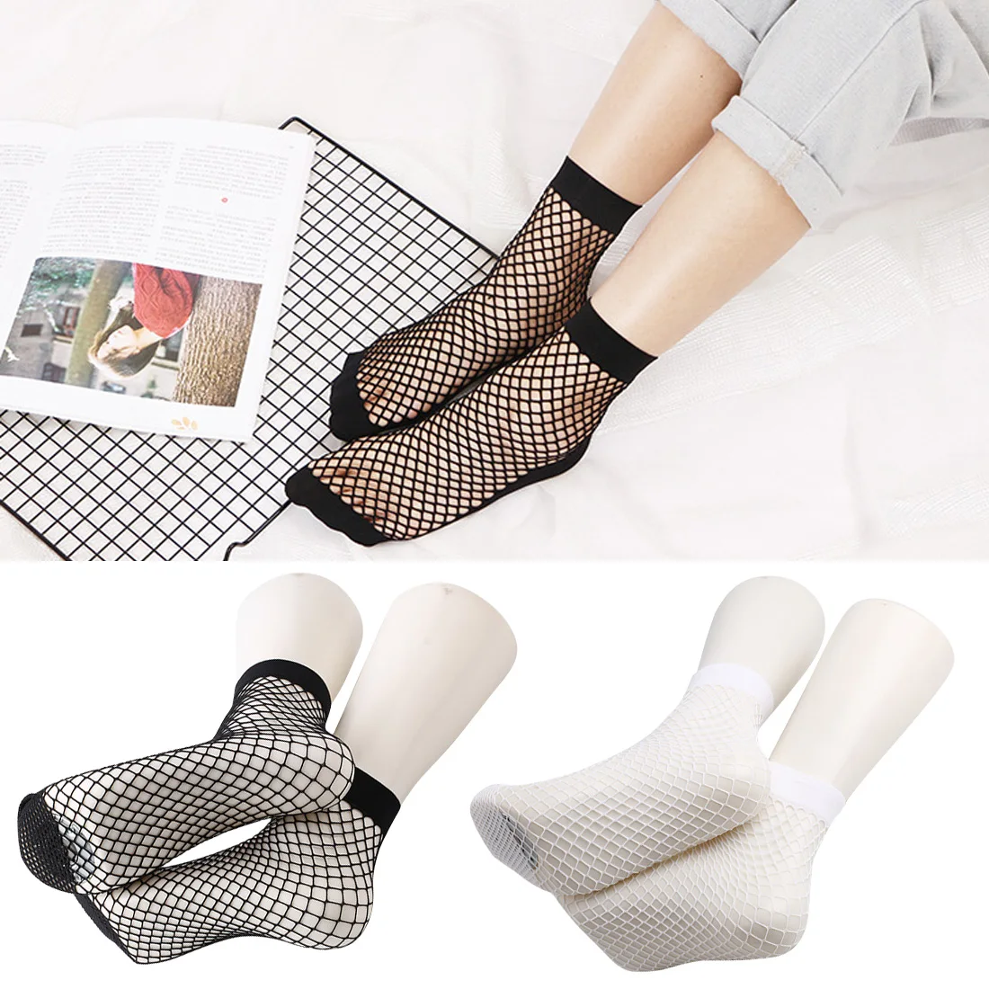 

1 Pairs Sexy Mesh Socks Women Black Fishnet Ankle Socks Lace Short Nets Ladies Girls Breathable Stretchy Soft Female