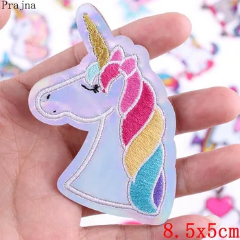 

Prajna Cartoon Unicorn Patch Cute Horse Rainbow Iron On Embroidered Patches For Clothes Stickers Iron On Applique Patch Stripe