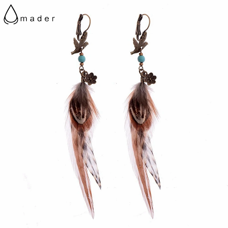 

Amader 2017 Fashion Bohemian Style Women Long Feather Earrings Top Alloy Summer Women's Party Jewelry For Ladies Earrings HQE545