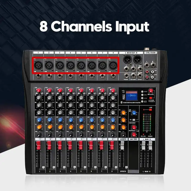 CLAITE 8 канальный микшерный пульт bluetooth USB Запись воспроизведения компьютера Phantom power Effect 8 каналов USB аудио микшер