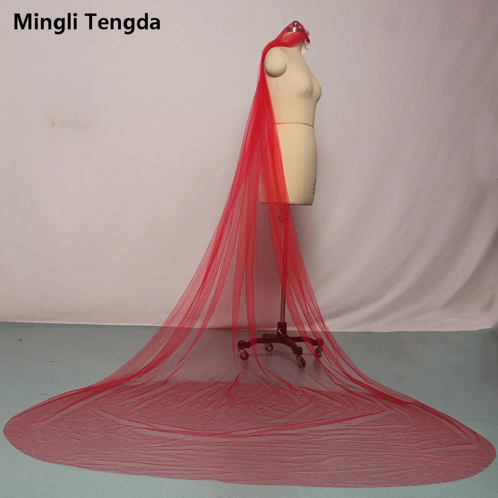 

Mingli Tengda Red Cathedal Veil One Layer Black Wedding Veil with Comb 3 M Long Bridal Veil Pink Wedding Veil Veu Accessories