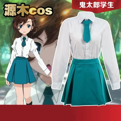 

High Quallity Japanese Anime Kitaro School Uniform Man Woman Cosplay Costume Shirt + Skirt + Tie + Scoks