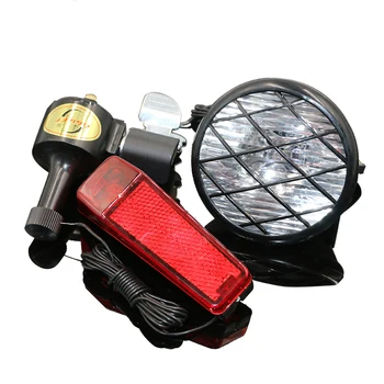 

JS Dynamo bike Lights Rear Front Light Safety Warning Electric dynamo Generator Headlight Rear Lamp Set LED Dynamo Flashlight