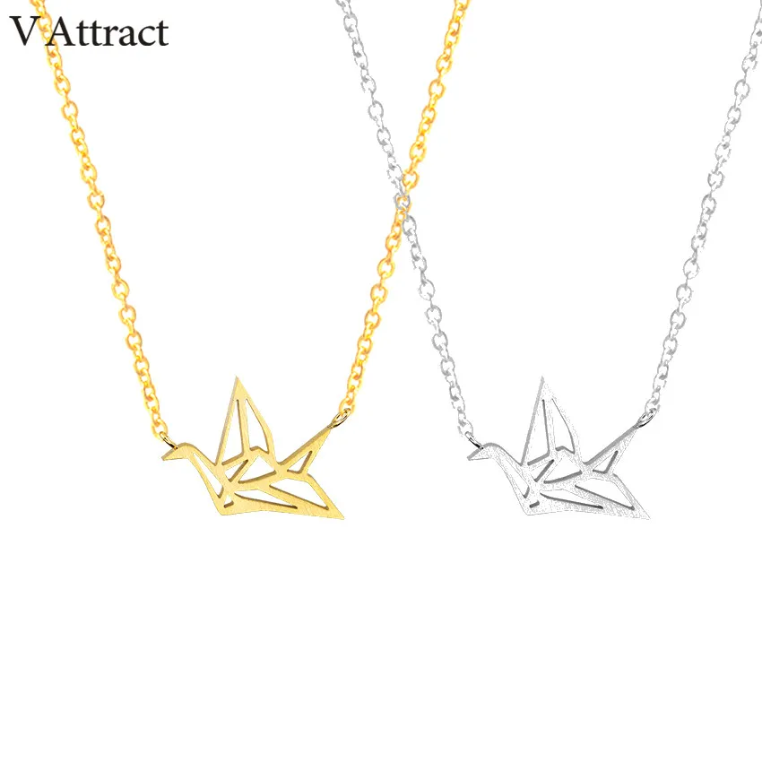 V Attract 10 pcs Friendship Jewelry Cute Paper Crane Charm Necklace For Women Luck Choker Best Friend Christmas Gift | Украшения и