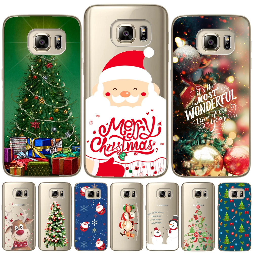 

Merry Christmas Soft TPU Silicone Back Cover For Samsung Galaxy S5 Mini S6 S7 Edge S8 S9 Plus Note 3 4 5 8 9 Case
