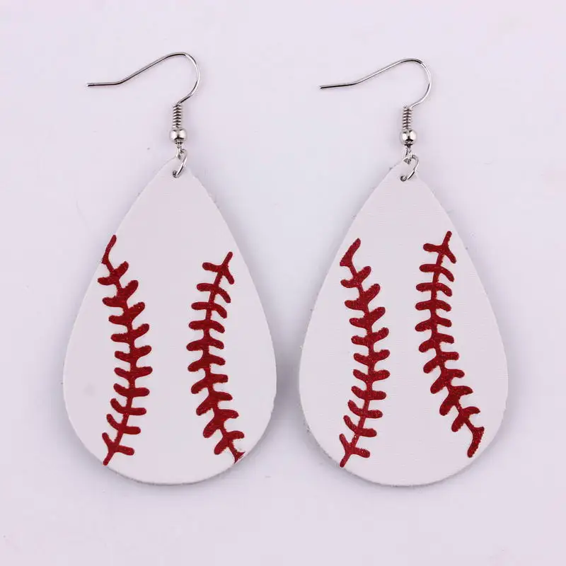 Buy 2018 New Trendy Genuine Leather Baseball Earrings