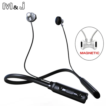 

M&J Curled Stereo Wireless Bluetooth Headphone Headset Outdoor Sports Premium Neckband Earphones With Mic For iPhone XiaoMi