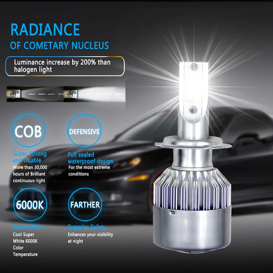 Автомобильные лампочки светодиодные H4 H7 9003 HB2 H11 LED H1 H3 H8 H9 880 9005 9006 H13 9004 9007
