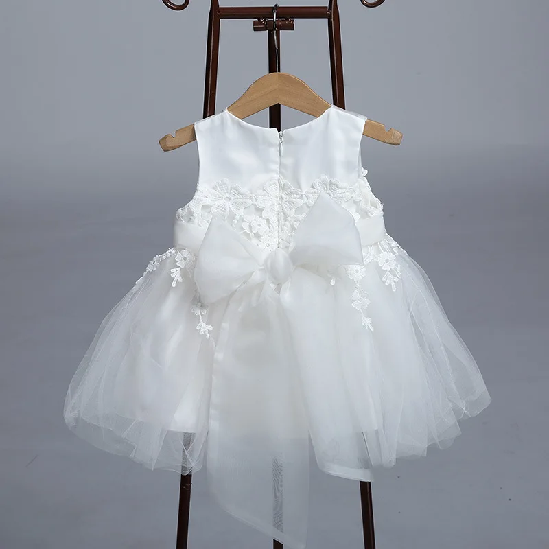 Princess Baby Girl Dress Toddler Cute Flower First Birthday Newborn Party Wedding Dresses Hat Sets Solid Infant Christening Gown (7)