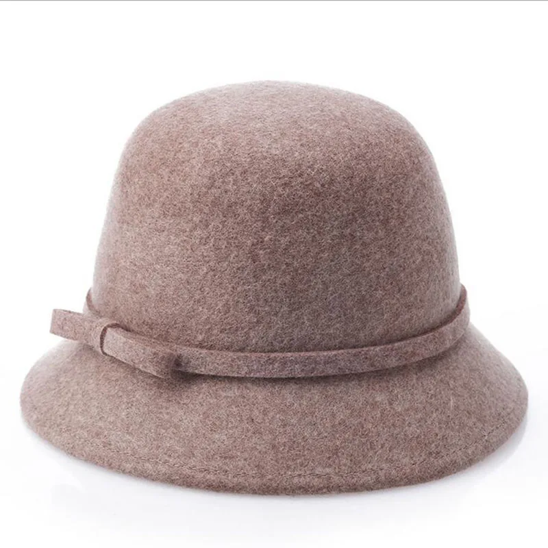 New Elegant Women Winter Church Hats ladies Wool Dome Fedoras Cheap
