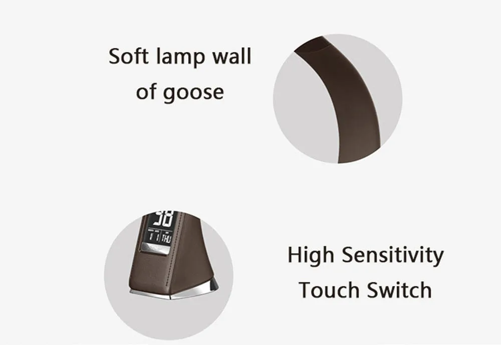 Светодиодный настольный светильник с защитой глаз, зарядка через usb, с термометром, часами, календарем, ночным настольным светильником, настольная лампа для чтения
