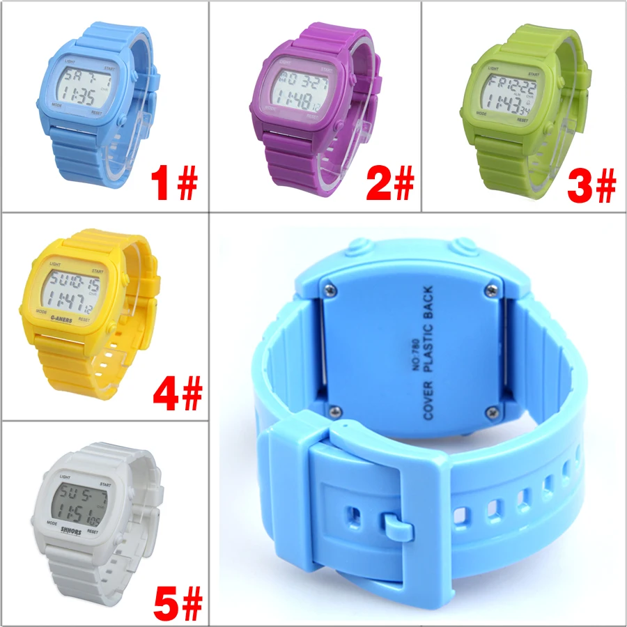 

2017 Casual LED Digital Wristwatches Girl Lady WristWatch Rubber Band Watchband Multicolor Birthday Gift For Student LL