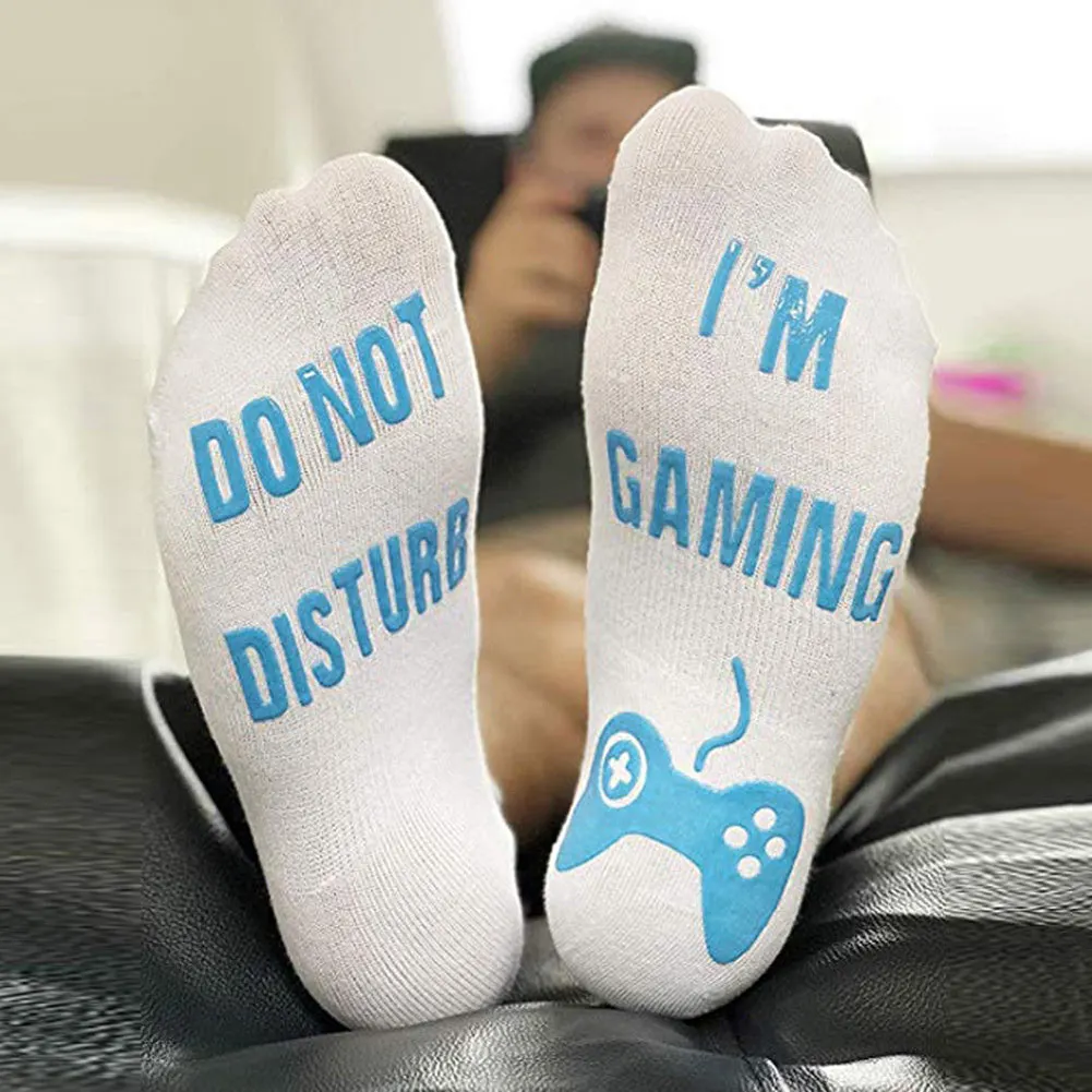 

Newly Unisex Novelty Socks Do Not Disturb I Am Gaming Funny Letter Printed Socks