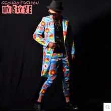 S-5XL! новая мужская одежда певица Мода Мужской DG DJ улыбающееся лицо икона средний-длинный костюм набор мужской ночной клуб, сценические костюмы