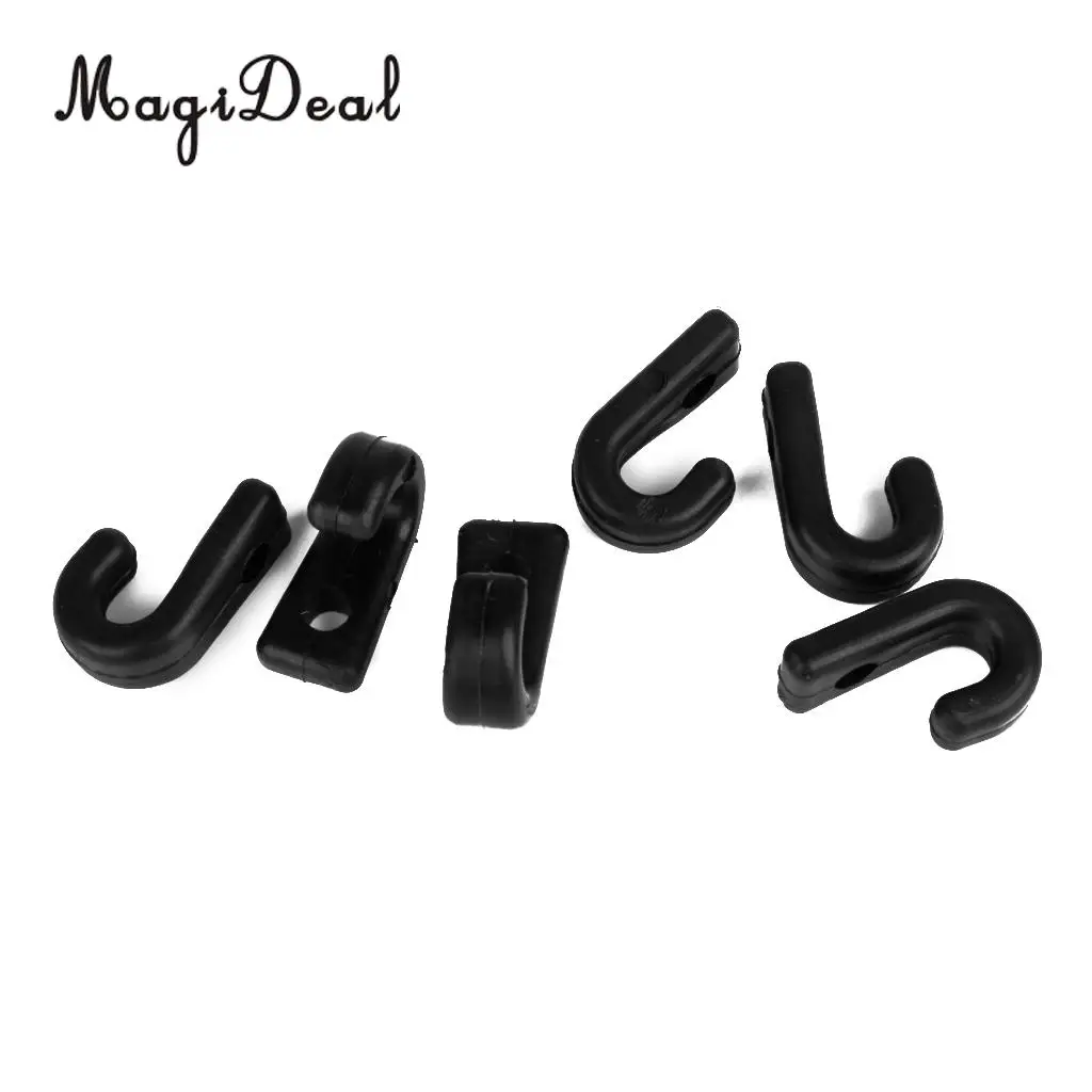 MagiDeal Hot Sale 6Pc Nylon Single Hole Lashing J-shaped Hook for Bungee Kayak Canoe Paddle Board Outfitting Rigging Replacement
