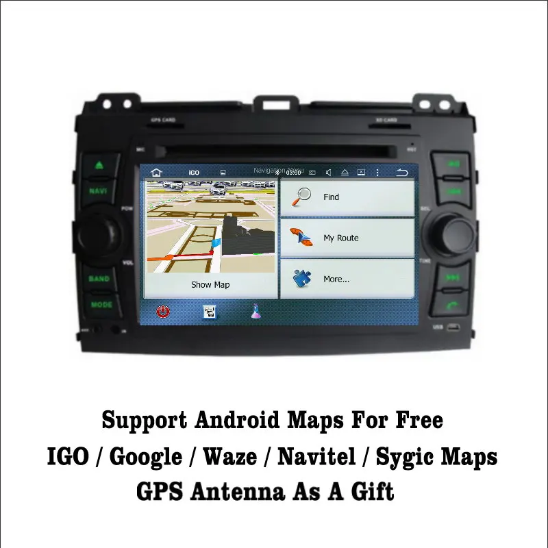 Clearance Liislee Android 7.1 2GRAM For Toyota Land Cruiser Prado Car Radio Audio Video Multimedia DVD Player WIFI DVR GPS Navi Navigation 3