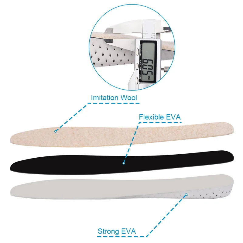  Soumit Winter Warm Wool Felt Insoles Height Increase Cashmere Thermal Insole for Snow Boots Lift El