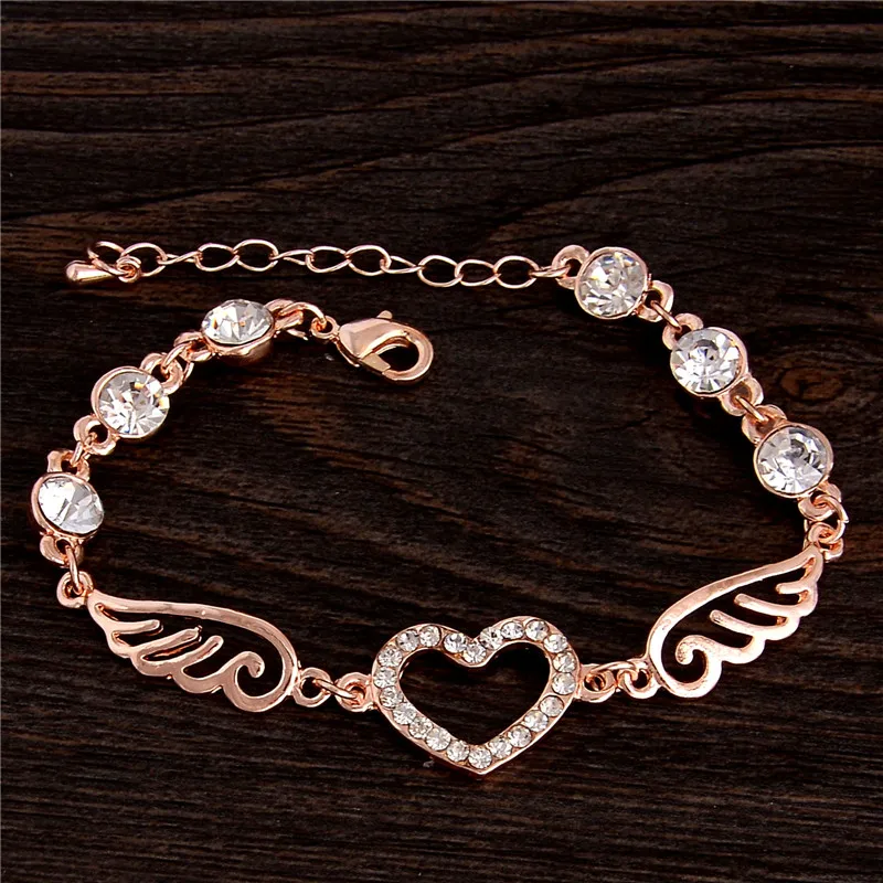 MINHIN женский идеальный аксессуар для свиданий милое сердце два крыла дизайн цепи браслет позолоченный браслет для банкета