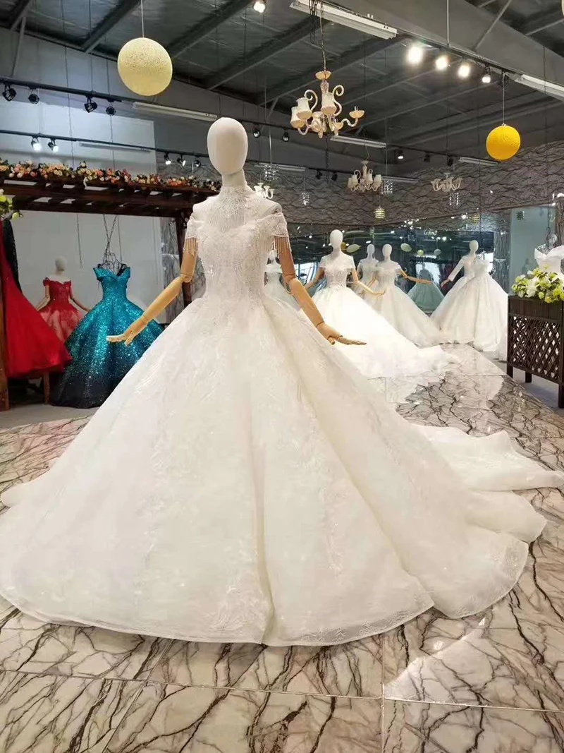LSS077 плечевой цепи украсить свадебное платье с плеча возлюбленной бальное платье из бисера цветы свадебные платья с длинным поездом