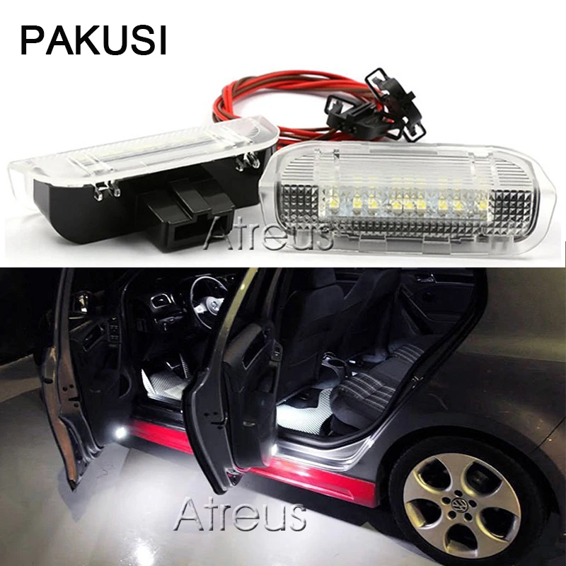 

PAKUSI Car Door Welcome Lights For VW Golf GTi Polo Jetta EOS Tiguan CC Scirocco Touareg accessories White SMD LED Courtesy Lamp