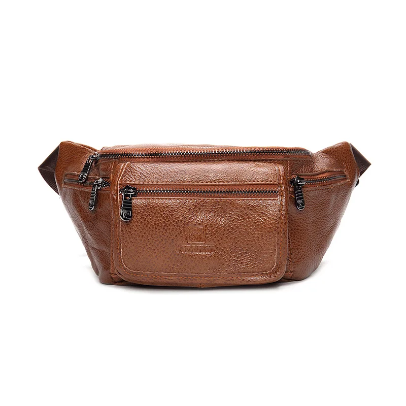 Натуральная кожа, 6 карманов на молнии, Классическая Повседневная сумка для путешествий, поясная сумка, пояс для мужчин и женщин, винтажная сумка