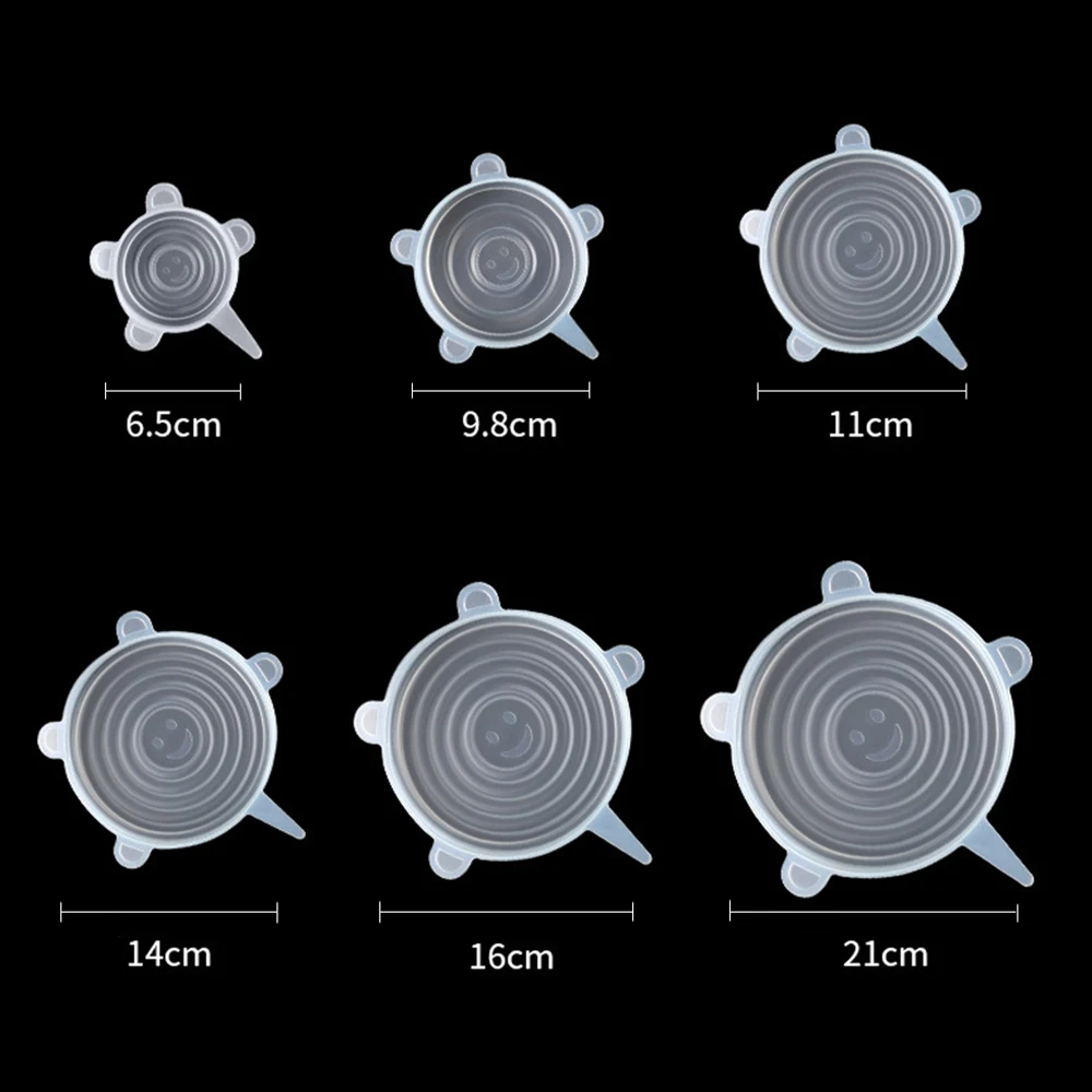 6 шт./компл. многоразовый силикон растягивающиеся крышки универсальный контейнер с крышкой для еды крышка для кастрюли силиконовая крышка сковорода кулинарные кухонные принадлежности