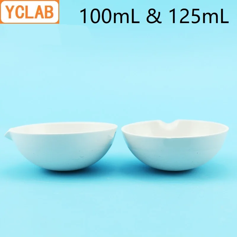 

YCLAB 100mL & 125mL Ceramic Evaporating Dish Round Bottom with Spout Pottery Porcelain Laboratory Chemistry Equipment