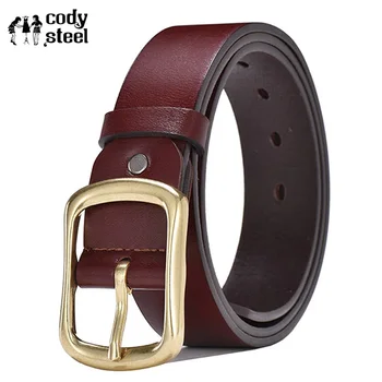 

Cody Steel Hot Belt Fashion Man Cow Leather Luxury Strap Belts Vintage Male Classic Pin Buckle Belt Men High Quality