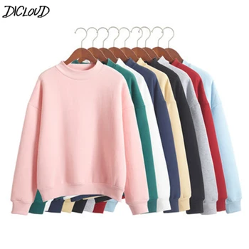 

DICLOUD Winter Pullover Hoodies Women Candy Color Oversized Sweatshirts Ladies Brushed Hoodies Woman O-Neck Tops Harajuku New