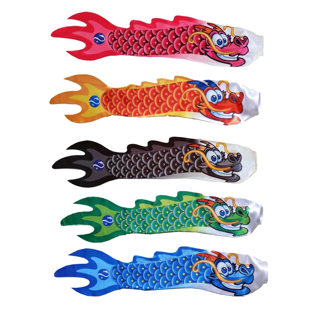 5 Colors 70cm Hanging Windsock Flag Roof Outdoor Indoor Chinese Dragon Carp Streamer Black/ Green/ Blue/ Rose Red/ Red