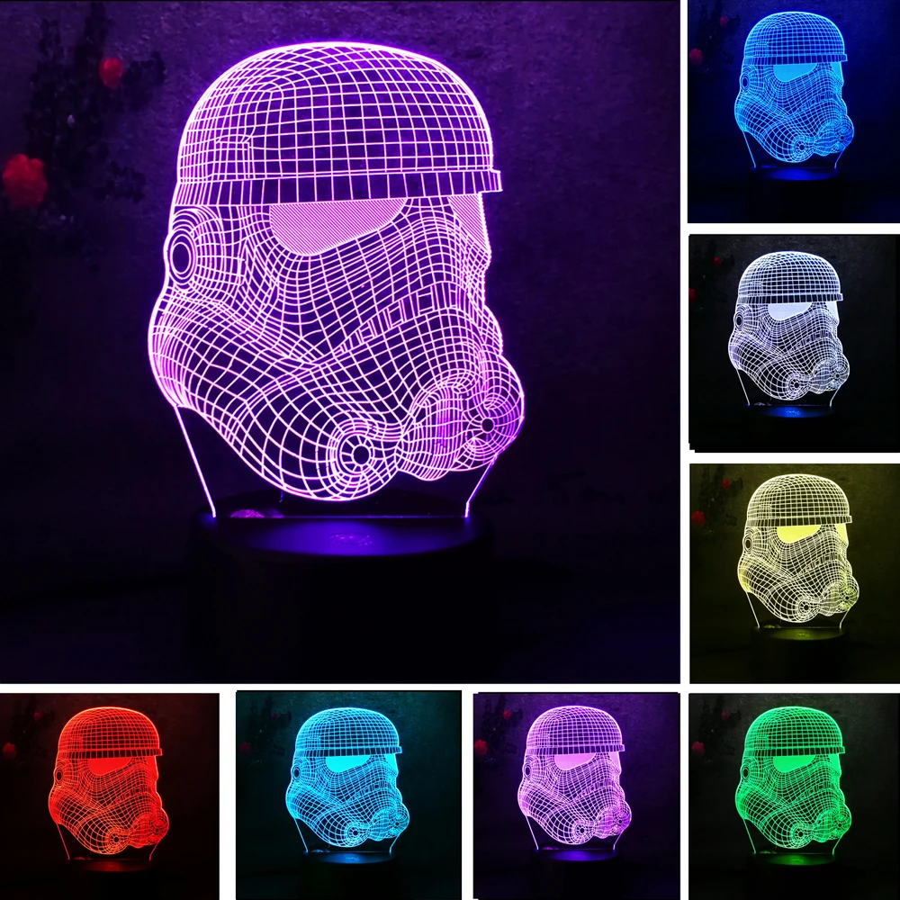 

New 3D figure Star Wars white Warrior RC Toy illusion lamp Clone force colorful gradient visual LED night light Birthday Gift
