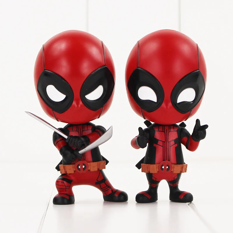 10cm Deadpool Figure Toys Sword Fighting Version Gesturing Ver Bobble head Model Dolls for Children