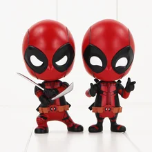 10cm Deadpool Figure Toys Sword Fighting Version Gesturing Ver Bobble head Model Dolls for Children