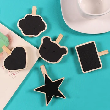 

20pcs/lot Wholesale Cute Shape Wooden Mini Chalkboard Small Wood Clip Blackboard Portable School Office Home Message Board