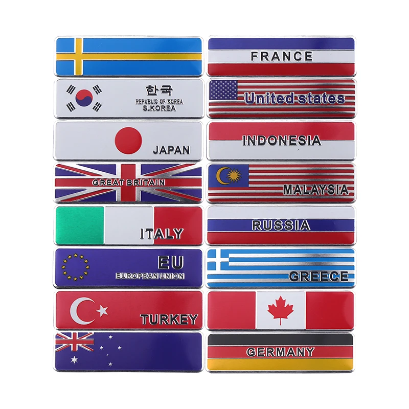 Автомобильный дизайн, 3D алюминиевый значок для Великобритании, Японии, Германии, США, России, Франции, Швеции, Малайзии, национального флага, эмблема, значок для мотоцикла, стикер для автомобиля