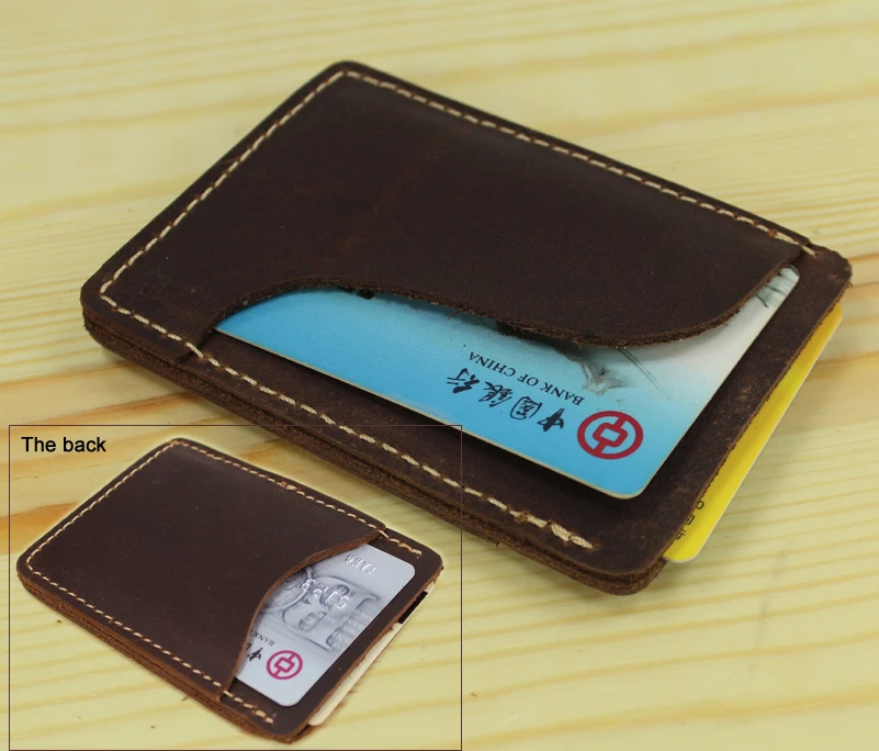 

Handmade Genuine Leather Credit Card Holder Card ID Holder men Business Card holder Leather Coin Bag women Purse small wallet