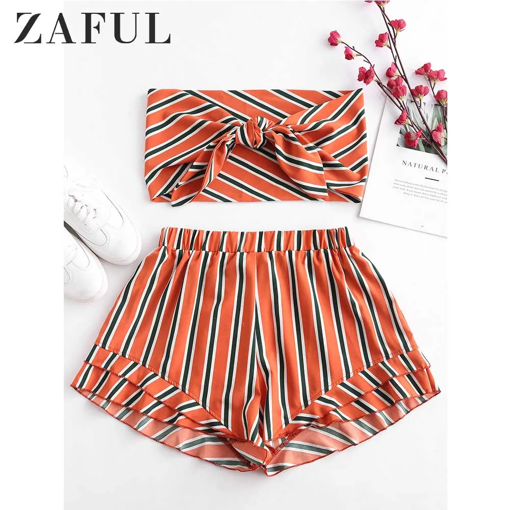 ZAFUL Бандо тор набор Летний Повседневный Без Бретелек Рукавов Растениеводство