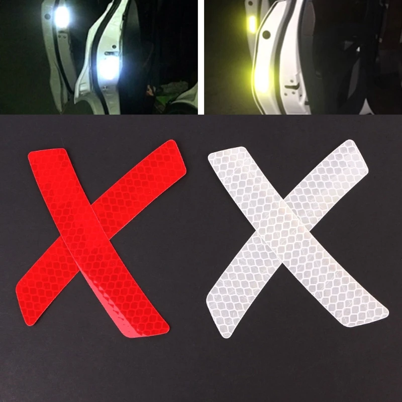 

2Pcs Car Wheel Rim Eyebrow Reflective Warning Strip Stickers Safety Warning Light Reflector Protective Sticker Car Styling