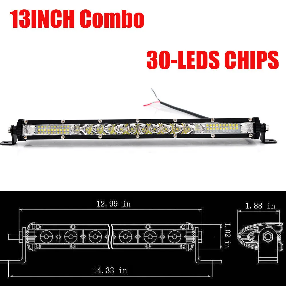 Супер тонкий 10D 1" светодиодный рабочий свет 12 в 90 Вт светодиодный бар комбинированный точечный прожектор для Jeep ATV лодочные грузовики фара дальнего света для трактора Бар Белый