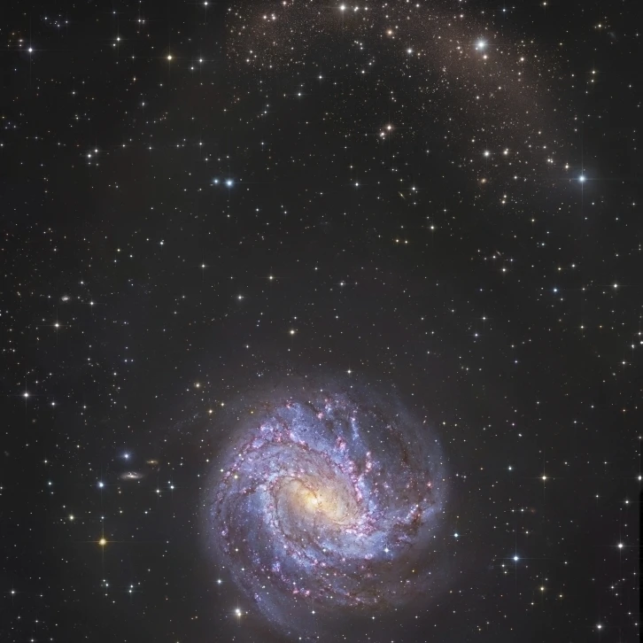 Messier 83 and its northern stellar tidal stream Poster Print (12 x 16)