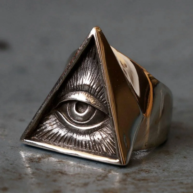 Mens Stainless Steel Triangle Masonic Rings 1