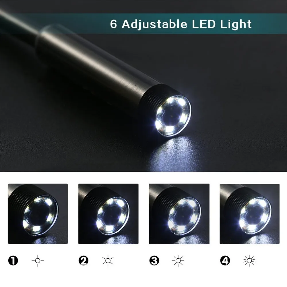 

5M 7mm Lens USB Endoscope Waterproof 6 LED Borescope Tube Inspection Video Photo Capture Mini Camera with Driver CD Black