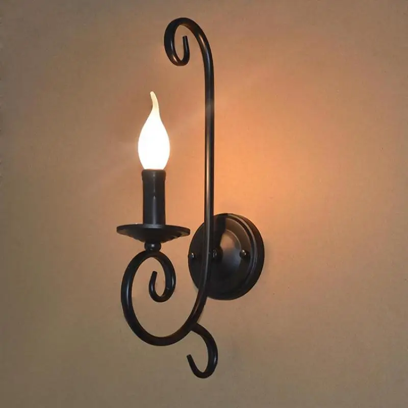 

warehouse rustic metal iron Wall Lamp Led Indoor wall Sconce Retro Kitchen Entrance E14 led candle wall light home Luminaire