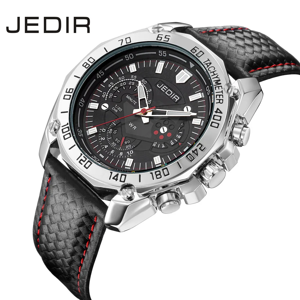 

JEDIR Men's Sport Watches Quartz Watch Analog Display Leather Strap Waterproof Military Male Wristwatch relogio masculino N89