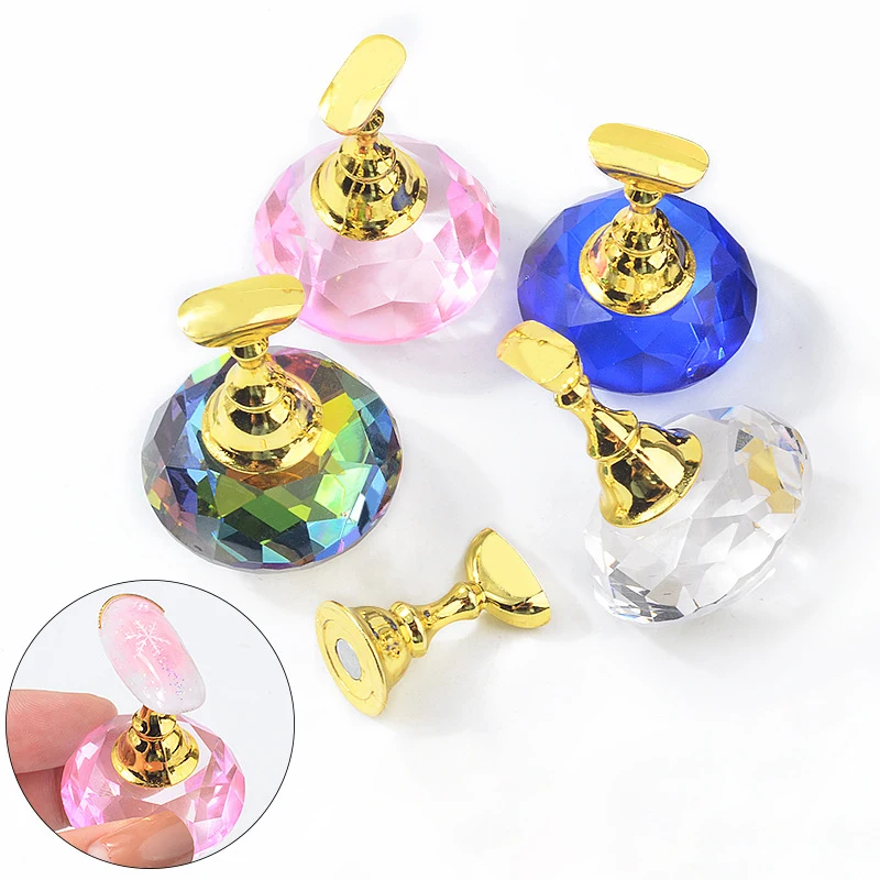 

1 Set Magnetic Nail Holder Practice Training Display Stand Acrylic Crystal Holders Alloy False Nail Tip Salon DIY Manicure Tools